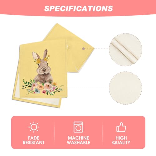 Artoid Mode Easter Bunny Easter Table Runner, Seasonal Spring Flowers Holiday Kitchen Dining Table Runner for Home Party Decor 13 x 108 Inch