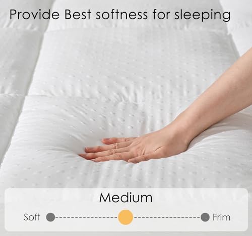 Marine Moon Twin Mattress Topper, Extra Thick Pillowtop, Cooling and Plush Mattress Pad Cover, 7D Down Alternative Fill,Soften Hard Bed