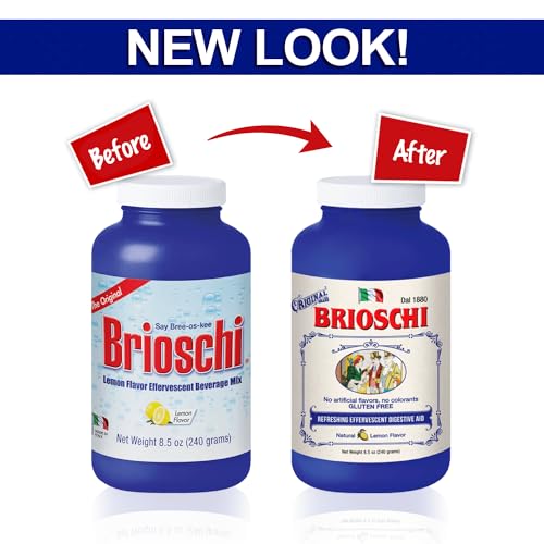 Brioschi Italian Lemon Flavored Effervescent Heartburn, Upset Stomach, Acid Indigestion, 8.5 oz Bottle (Pack of 3)