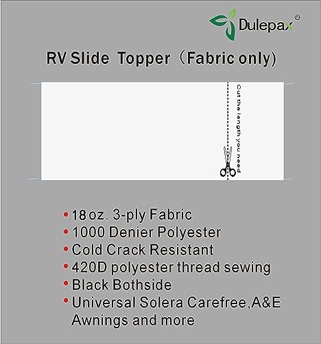 Dulepax-RV Slide Out Awning Fabric Replacement-(46" x 110", White- Fabric only)-Universal Slide-Topper Replacement for 5th Wheel RVs, Travel Trailers and Motorhomes