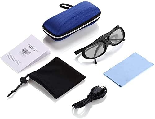 BOBLOV DLP Link 3D Glasses, 144Hz Rechargeable Active Shutter Eyewear Compatiable with Optoma, BenQ, Acer, ViewSonic, Vivitek, Panasonic, Dell, Other DLP-Link 3D Projectors (Black - 4Pack)
