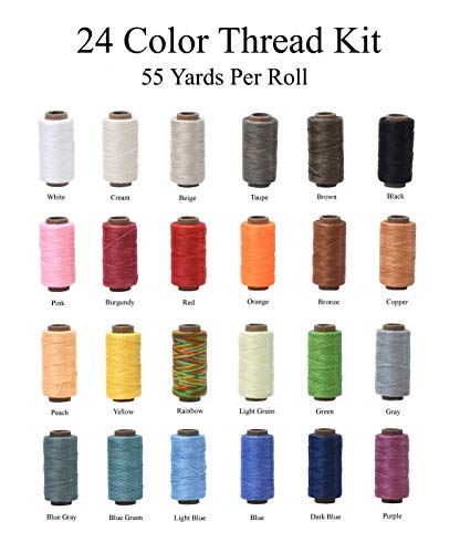 Mandala Crafts Sky Blue Flat Waxed Thread for Leather Sewing Thread - Polyester Waxed Leather Thread Waxed String - 273 Yds 150D 0.8mm Waxed Cord for Leather Stitching