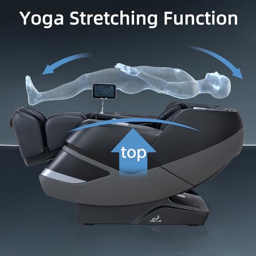 MassaMAX 2024 4D Massage Chair, Full Body Recliner with Zero Gravity, Electric Extendable Footrest, AI Voice Control, Automatic Body Scan, Deep Yoga Stretch, Foot Rollers, and Heat (Deep Black)