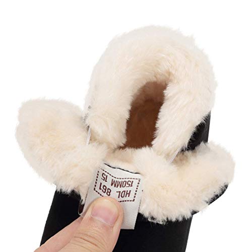 KEESKY Snow Boots for Toddler Boys Suede Fur Lined Winter Warm Outdoor Footwear Black Toddler Size 4.5 M Toddler Label Size 13