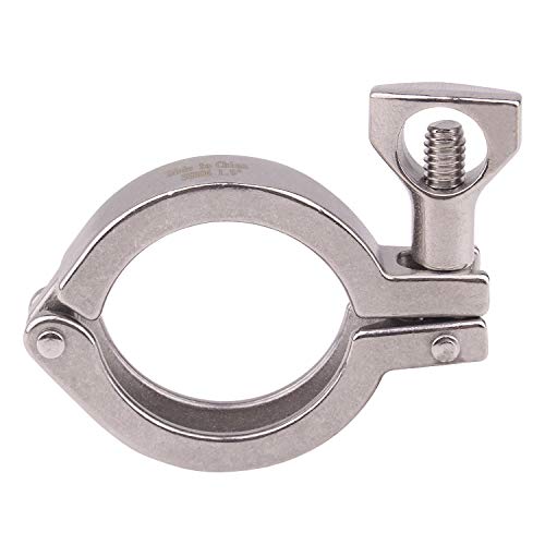 DERNORD Tri-clamp Stainless Steel 304 Single Pin Heavy Duty Tri Clamp with Wing Nut for Ferrule TC with 1 pc Silicone Gasket (1.5" Tri-clamp+Silicone Gasket) (1.5 Inch Tri clamp Size: 1 Pack)