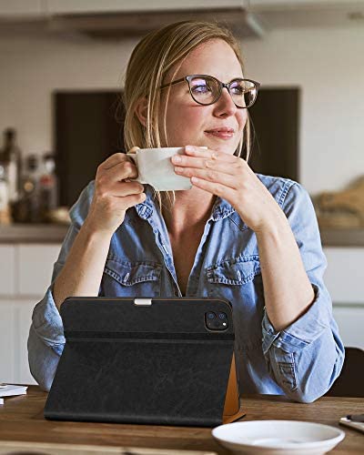 DTTO Premium Synthetic Leather iPad Case, Protective Cover for iPad Pro 11 Inch and iPad Air 4, Auto Wake/Sleep Function, Built-in Hand Strap, Front Document Card Pocket