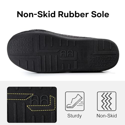 LongBay Women's Furry Memory Foam Diabetic Slippers Comfy Cozy Arthritis Edema House Shoes (7 B(M), Black)