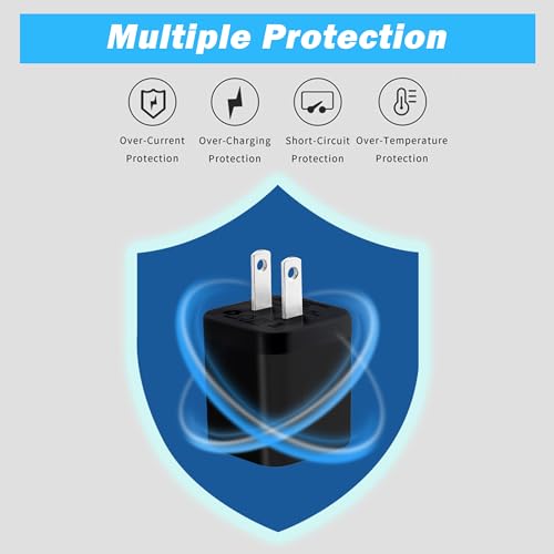 X-EDITION USB Wall Charger, 4-Pack 2.1A Dual Port USB Cube Power Adapter Wall Charger Plug Charging Block Compatible with Phone 13 12 11 XS XR X 8 7 6S 6 Plus SE, Pad, Samsung, Android Phone (Black)