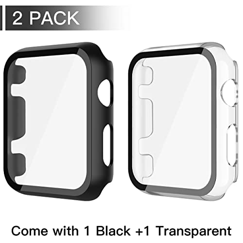 Misxi 2 Pack Hard PC Case with Tempered Glass Screen Protector Compatible with 49mm Apple Watch Ultra 2 (2024) / Ultra, Anti-Drop Scratch Resistant Lightweight Cover for iWatch, 1 Rose Pink + 1 Transparent