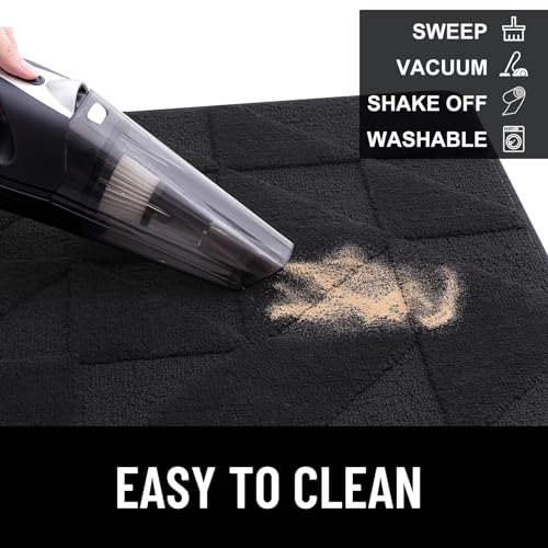 OLANLY Door Mats Indoor, Non-Slip, Absorbent, Dirt Resist, Entrance Washable Mat, Low-Profile Inside Entry Doormat for Entryway (32x20 inches, Black)