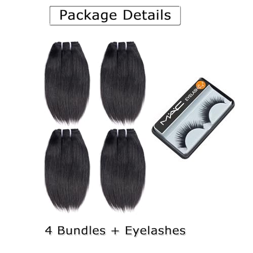 Liang Dian 14 Inch Raw Human Hair Bundles Natural Color 2 Bundles 15A Cambodian Virgin Hair 100% Unprocessed Straight Human Hair Bundles(14 14 Inch)
