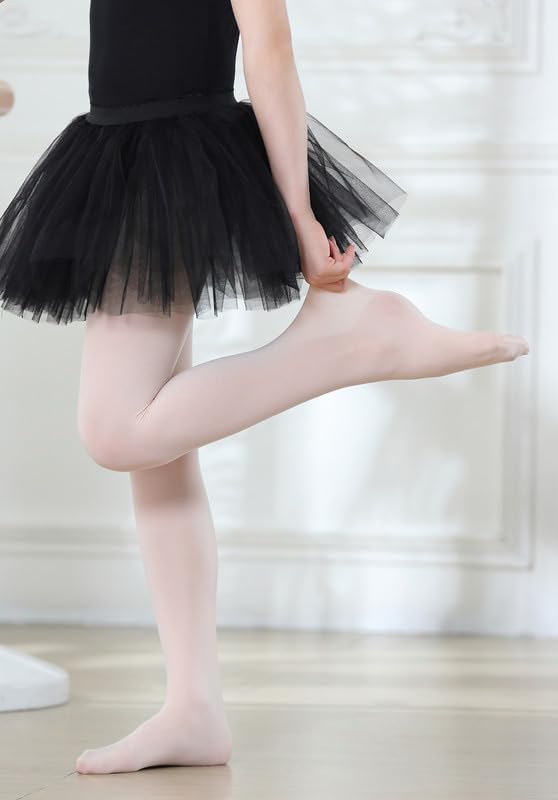 DIPUG Girls White Tights Toddler Dance Footed Kids Ballet School Uniform Opaque Stockings 3t 4t 5t