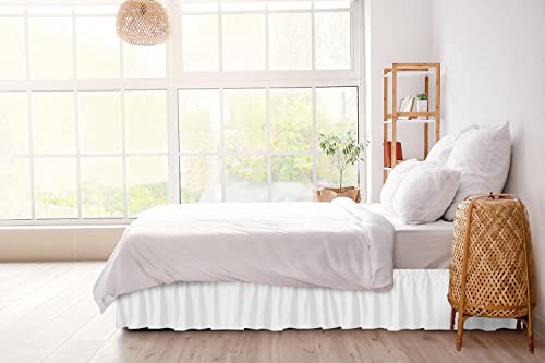 Wrap Around Dust Ruffle Bed Skirt - Black - for King Size Beds with 21 in. Drop - Easy Fit Elastic Strap - Pleated Bedskirt with Brushed Fabric - Wrinkle Free, Machine Wash - by CGK Linens
