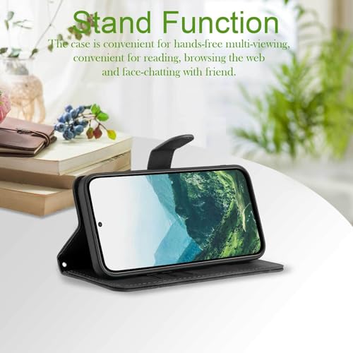 S23 Case Wallet,for Galaxy S23 Wallet Case,Card Holder Leather Kick-stand Flip Cases Protector,S23 Phone Case Strap,Magnetic Shockproof Protective Cover for Samsung S23 2023 (Black)