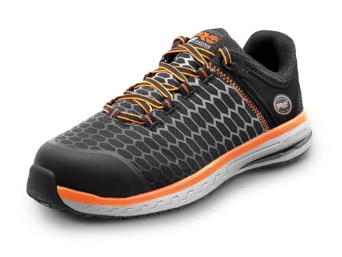 Timberland PRO Powerdrive, Men's, Black/Red, Comp Toe, EH, MaxTrax, Slip Resistant, Low Athletic, Work Shoe (10.0 M)