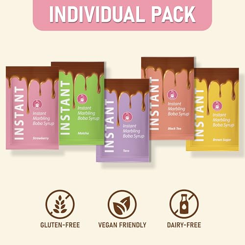 O's Bubble Instant Boba Kit Marbling Boba Kit | boba tea kit | Tapioca pearl | Marbling Syrup | Non-Dairy | Shelf Stable | Vegan | Gluten-Free | Black Tea (Pack of 4)