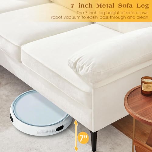 Hanherry 85”Sectional Couch for Living Room, Convertible L Shape Couch 3 Seat Comfy Sofa, Modern Chenille Fabric Couches with Reversible Wide Chaise & Fluffy Armrests for Apartment, Small Space