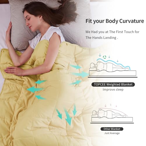Topcee Weighted Blanket (25lbs 88"x104" King Size) Cooling Breathable Heavy Blanket Microfiber Material with Glass Beads Big Blanket Fits King & California King Beds
