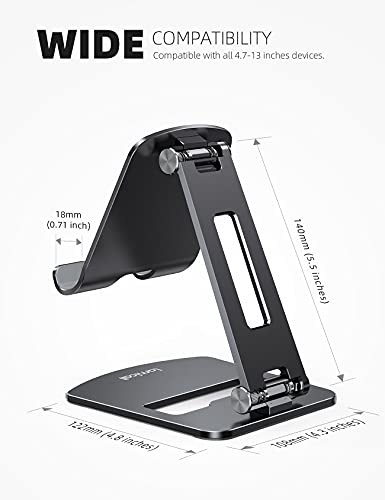 Lamicall Adjustable Tablet Stand Holder - Foldable Tablet Dock, 360 Degree Rotating Desktop Tablet Mount, Compatible with iPad Pro 11 / 12.9, Mini, Air, Tabs, Kindle and 4.7" - 13" Tablet - Black