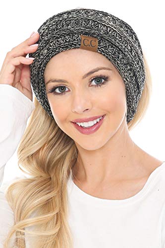 C.C Soft Stretch Winter Warm Cable Knit Fuzzy Lined Ear Warmer Headband, Mustard Ribbed
