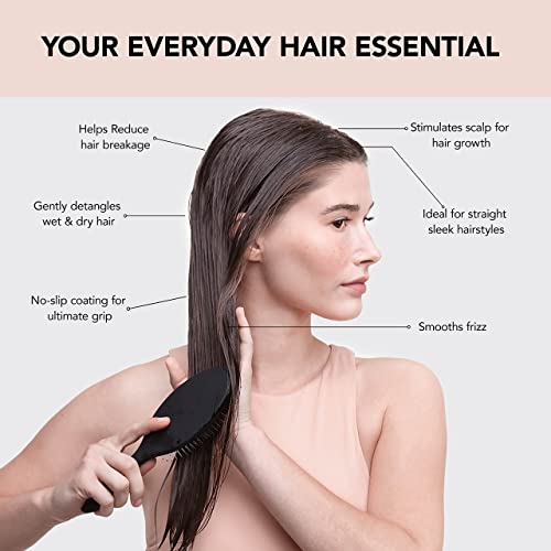 Kitsch Wet Hair Brush Detangling Brush - Soft Bristle Hair Brushes for Women | Straight & Curly Wet Dry Brush | Hairbrush Women for All Hair Types | Hair Detangler Brush | Travel Brush (Black, 1 Pc)