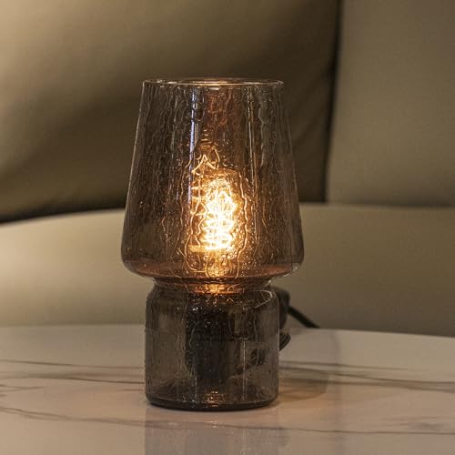 SUREYOND Mushroom Lamp,Small Table Lamp,Mini Lamp Cute Lamp Nightstand Lamp Kitchen Lamp,Glass Mushroom Table Lamp,Suitable for Bedrooms, Kitchens, Living Rooms, Bedside, Girl Gifts(White)