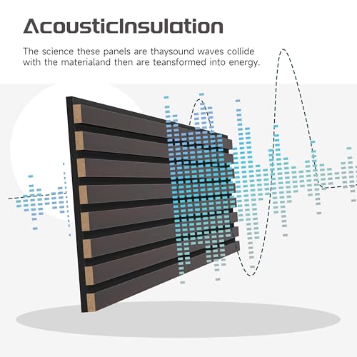 POHARE Wood Slat Wall Panels, 2 Pack 8 x 1 ft Decorative Wood Panels for Wall,Stylish Wall Panels for Interior Wall Decor, Modern Acoustic Wood Wall Panels with Felt Backing, Black-Brown Oak