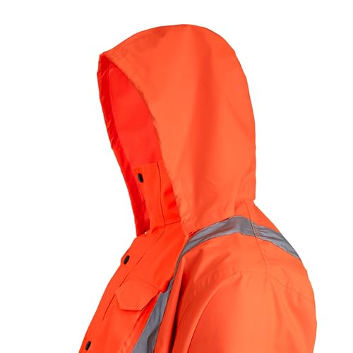 JORESTECH Weatherproof Orange and Black Rain Set - Water and Rain resistant Safet Jacket and Pants