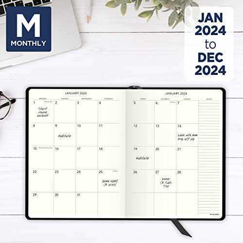 AT-A-GLANCE 2024 Weekly & Monthly Appointment Book Planner, Plan. Write. Remember. 7-1/2" x 10", Large, Casebound, Black (7069500524)