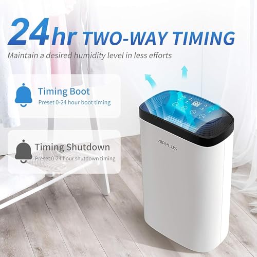 AIRPLUS Dehumidifier for Basement, 1,500 Sq. Ft Powerful Dehumidifier for Home,Large Rooms, Bedrooms, Sufficient Capacity Water Tank with Drain Hose -30 Pints(AP1907)