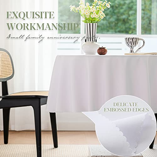BYDOLL Table Cloth 48 Inch Round Tablecloth White Outdoor Washable Winkle and Stain Resistant Spillproof Polyester Tablecloth for Round Tables Festival Camping Picnic Wedding Party Table Cover