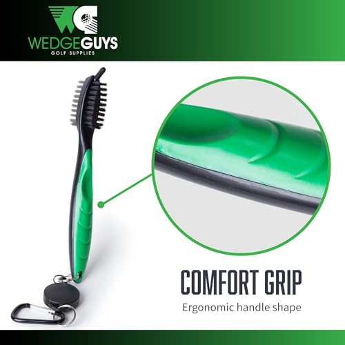 Wedge Guys Golf Club Brush Groove Cleaner with Retractable Zip-line and Aluminum Carabiner Cleaning Tools