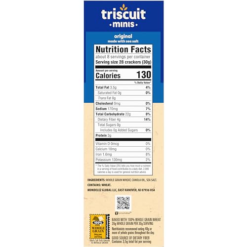 Triscuit Minis Original Whole Grain Wheat Crackers, Vegan Snacks, Bulk Snack Crackers, 6 - 8 oz Boxes