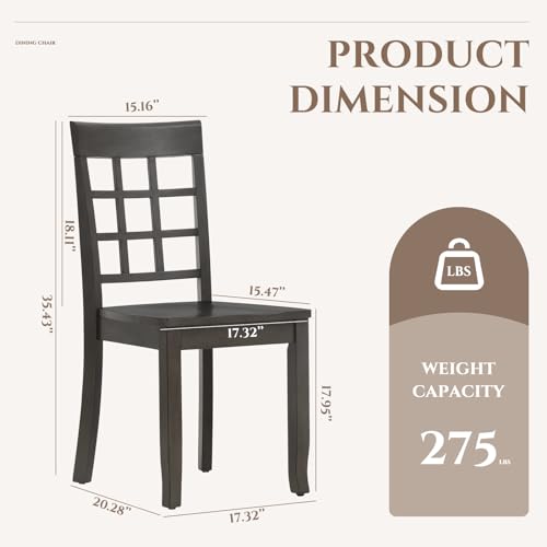 COLAMY Wooden Dining Chairs Set of 6, Ladder High Back Kitchen Side Chair, Farmhouse Armless Dining Room Chairs with Adjustable Foot Pegs, Cherry