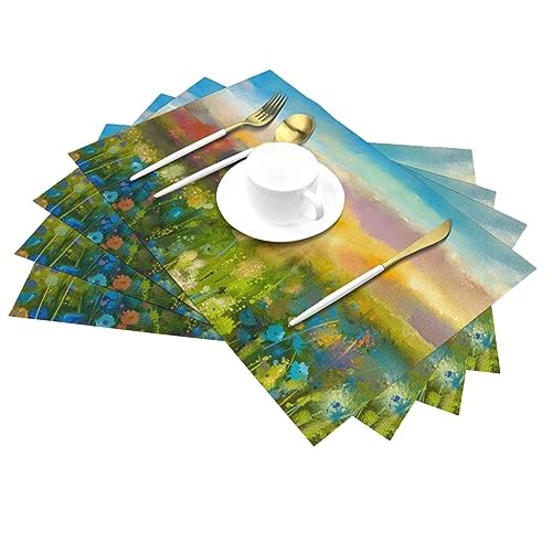 Turtle Table Placemats for Dining Table Ocean Style Set of 4 Washable 12x18 Inch PVC Placemats Kitchen Decor Non Slip Heat-Resistant Washable Table Mats Durable Placemats
