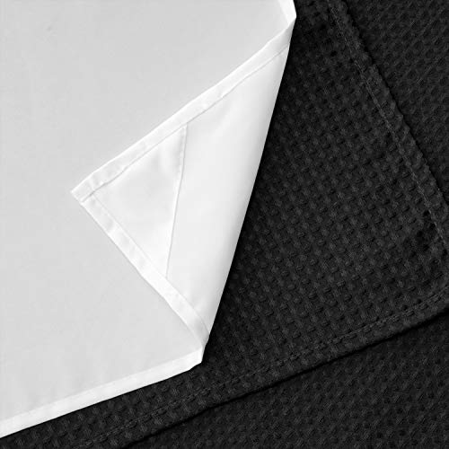 Heavyweight No Hooks Required Dotted Waffle Weave Shower Curtain with Snap in Liner -Stall 54W x 80H,Hotel Grade,Spa Like Bath Curtain,Misty Blue
