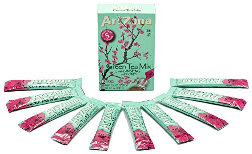 AriZona Green Tea with Ginseng Sugar Free Iced Tea Stix, Low Calorie Single Serving Drink Powder Packets, 10 Count (Pack of 12)