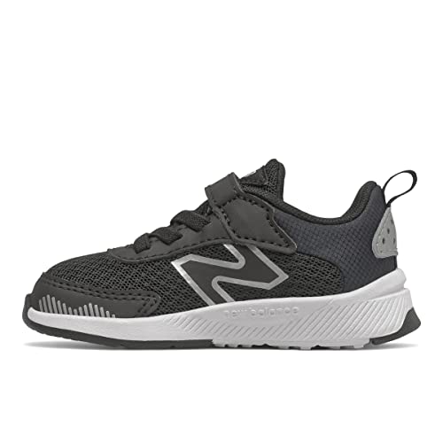 New Balance Unisex Child Dynasoft 545 V1 Hook And Loop Running Shoe, Black/White/Silver Metallic, 8 Wide Toddler US