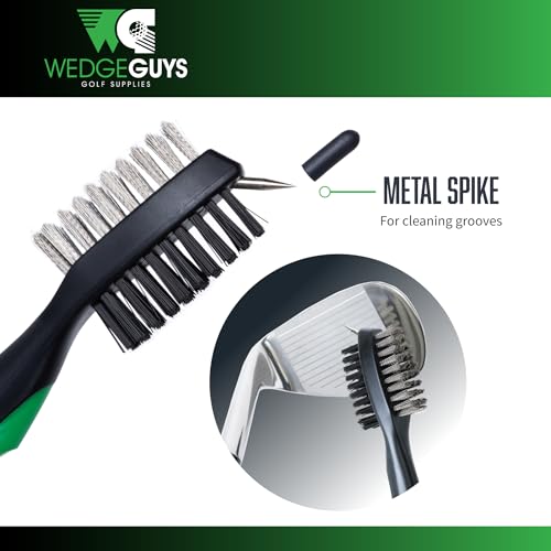 Wedge Guys Golf Club Brush Groove Cleaner with Retractable Zip-line and Aluminum Carabiner Cleaning Tools