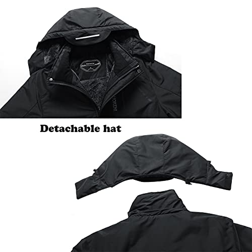 SUOKENI Men's Waterproof Ski Jacket Warm Winter Snow Coat Hooded Raincoat Large