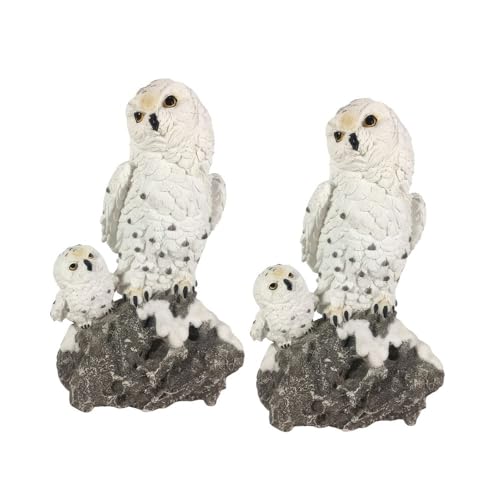 ICE ARMOR 2-PC Gift Set 9.5" H Snow Owl with Baby Figurine Statue Ornament Home Room Office Decor Ideas for Housewarming, Holidays and Birthdays