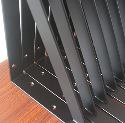 6 Pack L6" x H 4" Black Heavy Duty Shelf Brackets with Screws Metal Shelf Brackets Shelf Support Angle Brackets for Shelves L Brackets Heavy Duty Floating Shelf Brackets