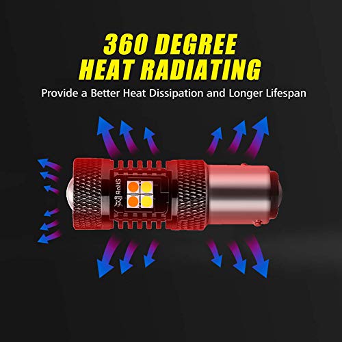 AUXLIGHT 1157 2057 2357 7528 BAY15D P21/5W Switchback LED Bulbs 16SMD Chipsets Parking Lights/Daytime Running Lights/DRL and Turn Signal Lights with Projector replacement, White/Amber (Pack of 2)