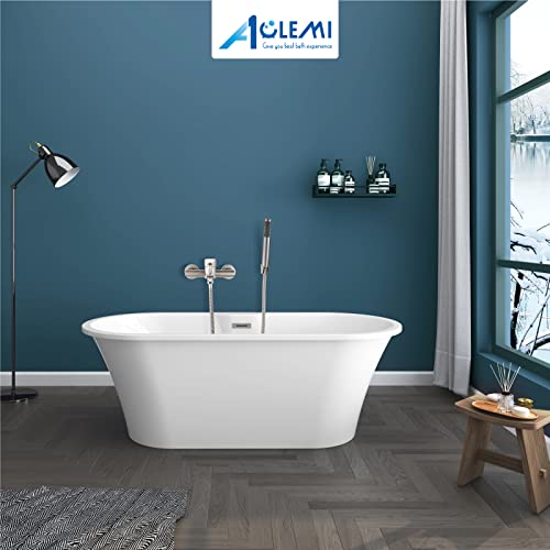 Aolemi Wall Mount Tub Filler Brushed Nickel 6 Inch Center Bathtub Faucet with Handheld Shower SUS304 Stainless Steel Single Handle Shower Mixer Taps with Hand Sprayer