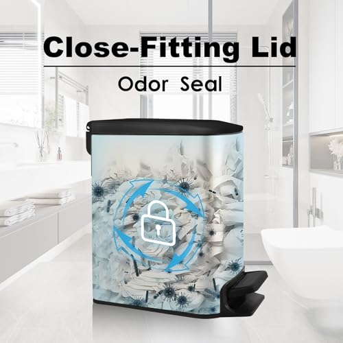 TIPGO Slim Bathroom Trash Can with Lid Soft Close, 6 Liter / 1.6 Gallon Stainless Steel Garbage Can with Removable Inner Bucket, Foot Pedal, Small Trash Cans for Bedroom, Office, Kitchen (Black)