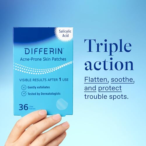 Differin Acne Patches, Pimple Patches for Acne Prone Skin, Formulated with Salicylic Acid and Centella, Fast Triple Action Power Patch for Day & Night, Dermatologist Tested, 36 Count_