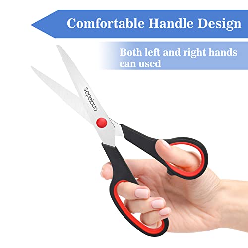 Scissors Set of 6-Pack, 8" Scissors All Purpose Comfort-Grip Handles Sharp Scissors for Office Home School Craft Sewing Fabric Supplies, High/Middle School Student Teacher Scissor (6 pack Pastel)