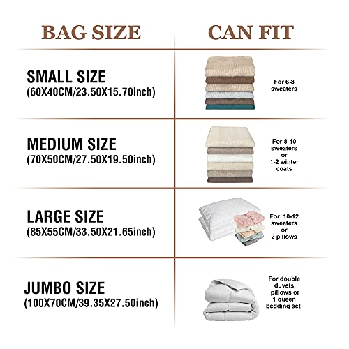 Vacuum Storage Bags, 10 Small Space Saver Bags Vacuum Seal/Sealer Bags with Pump for Clothes, Comforters, Blankets, Bedding