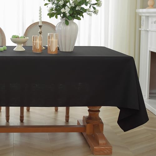Laolitou Rectangle Tablecloth Linen Waterproof Textured Table Cloth, Washable Wrinkle Free Spill Proof Decorative Fabric Table Cover for Dining Table Farmhouse Kitchen, Coffee, 52x70 Inch