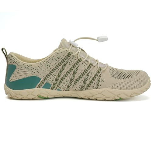 WateLves Barefoot Water Shoes Women Men Beach Swim Shoes Athletic Quick-Dry Aqua Socks Breathable Mesh Sneakers Walking Shoes (358/White/Green, 45)